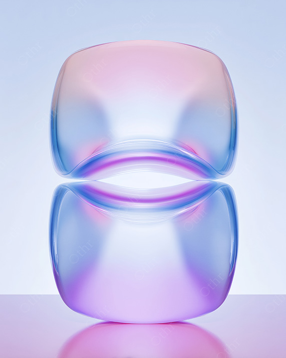 Stacked Abstract Rounded Forms With Glossy Finish and Soft Reflection