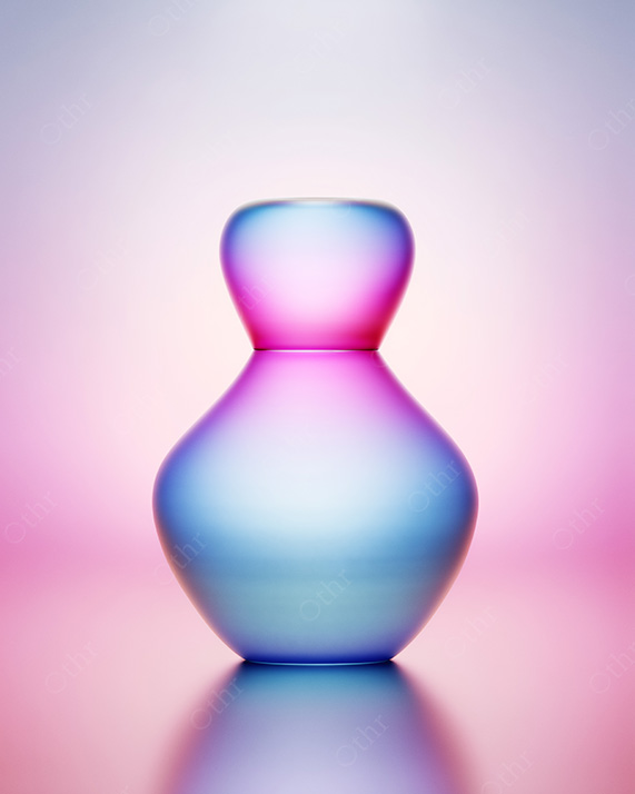 Organic Abstract Vase Form With Soft Pastel Gradient and Glossy Reflection