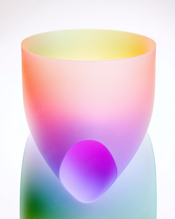 Abstract Vessel Form With Translucent Pastel Gradient and Central Cutout
