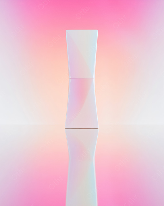 Tall Abstract Sculptural Form With Subtle Pastel Gradient and Studio Reflection