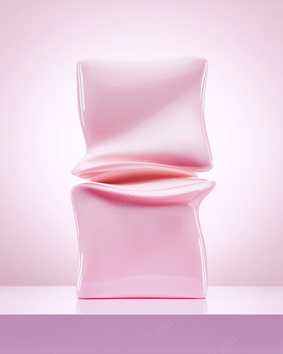 Soft Abstract Cushion-Like Form With Glossy Surface and Pink Pastel Glow