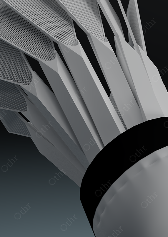 Close-Up of Shuttlecock Feathers With Perforated Mesh Texture on Dark Background