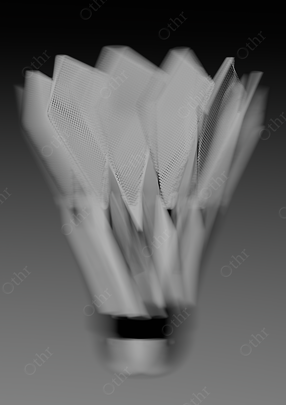 Motion Blurred Shuttlecock in Mid-Air Against Dark Gradient Background