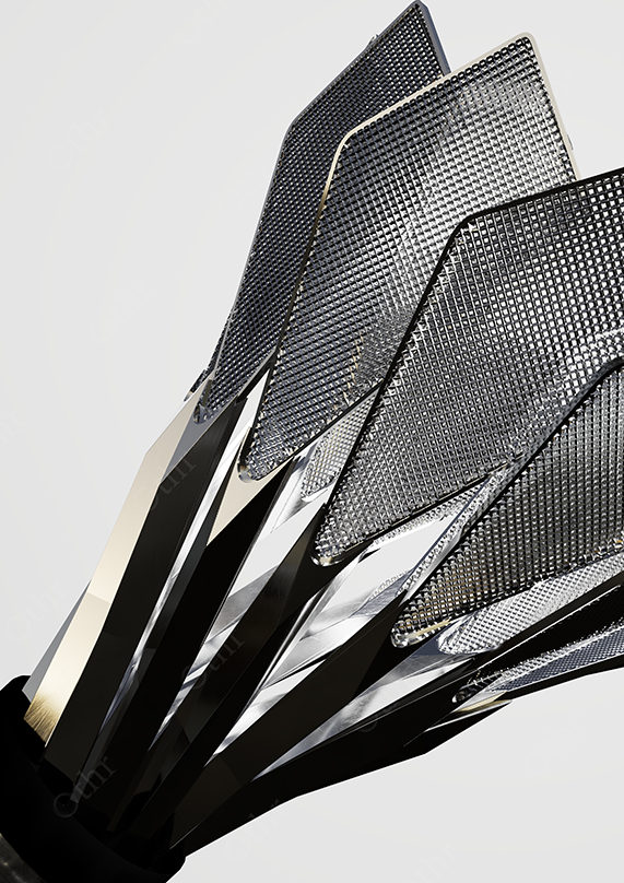 Detailed Mesh Panels of Shuttlecock Feathers in Studio Lighting
