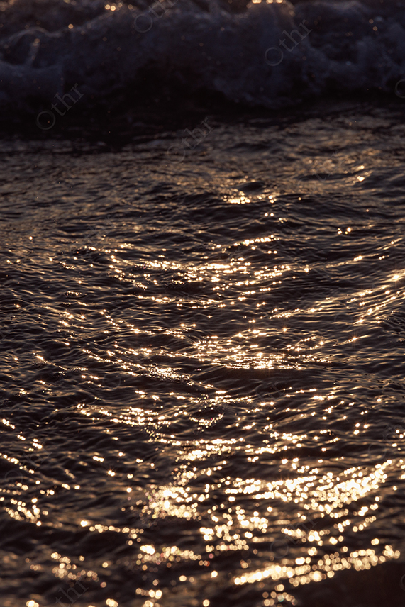 Close-Up of Sunlight Reflecting on Rippling Ocean Water With Golden Highlights